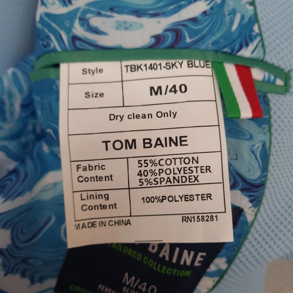 Tom Baine Waffle Knit Sport Coat Men's 40 M Sky Blue Slim Fit Stretch Blazer